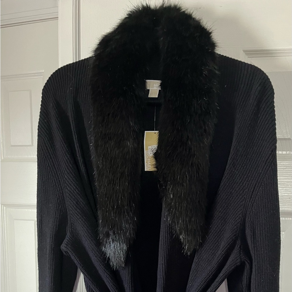 Michael Kors Black Faux Fur Collar